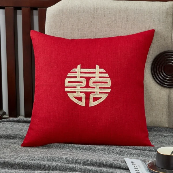 Chinese Double Happiness Cushion Pillow - Image 2