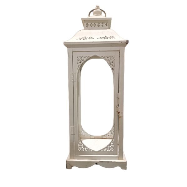 White Ornamental Rectangle Lantern (L)